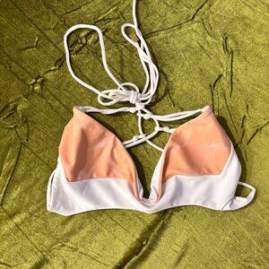 Scoop Neck Bikini Top — Marbled Peach